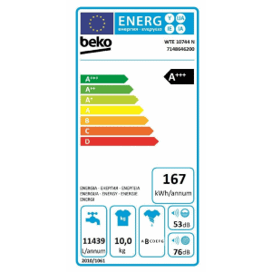 Beko WTE10744N energie A+++