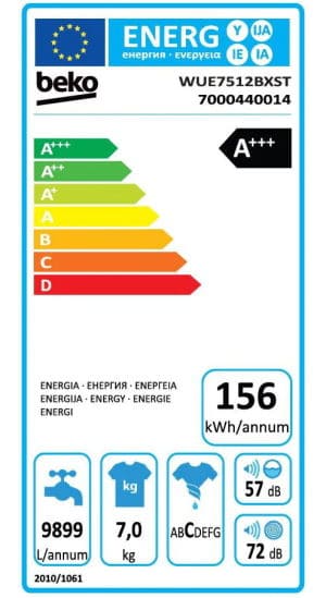 Beko WUE7512BXST clasa