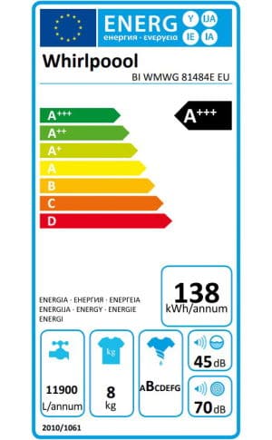 Whirlpool BIWMWG81484EEU clasa energetica