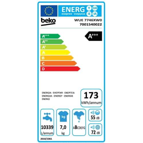 Beko WUE7746XW0 clasa energetica