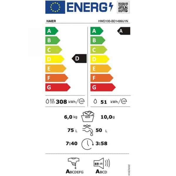 Haier HWD100BD1499U1NS eficienta