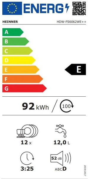 Heinner HDW-FS6062DSE eficienta