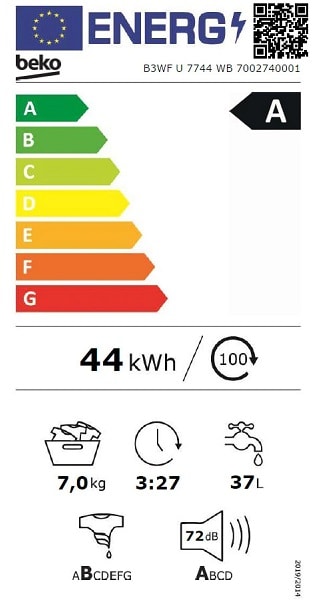 Beko B3WFU7744WB eficienta